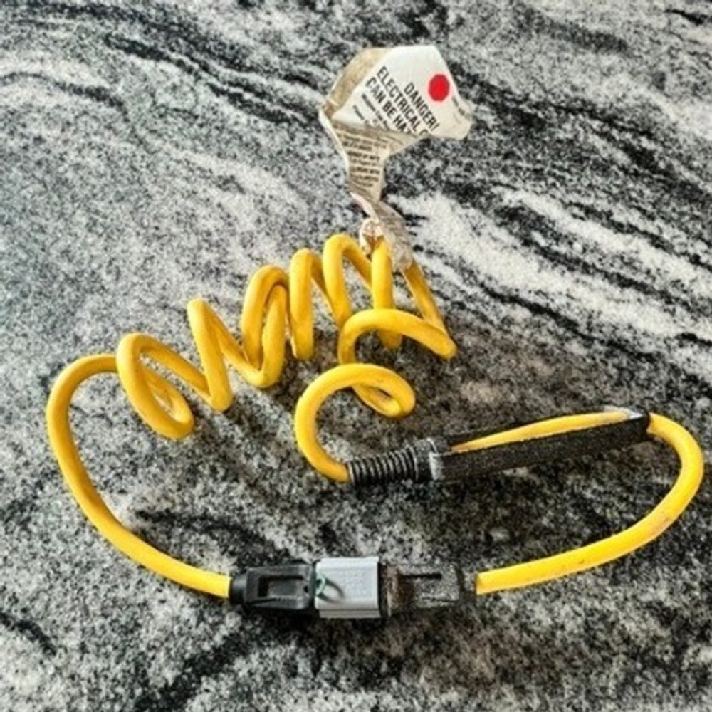 Unbranded Coiled Extension Cord Universal Yellow High Visibility Space Saving